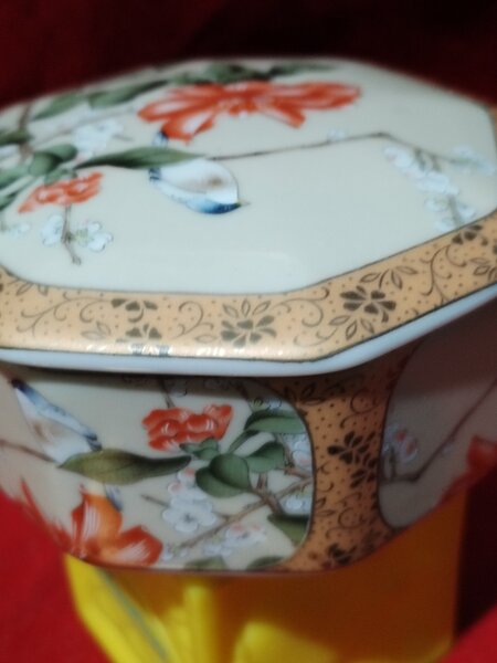 Cutie din portelan Asahi japonez, pentru bijuterii